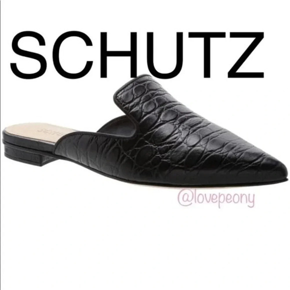 NEW SCHUTZ Crocs Embossed Flat Mule - Picture 1 of 9